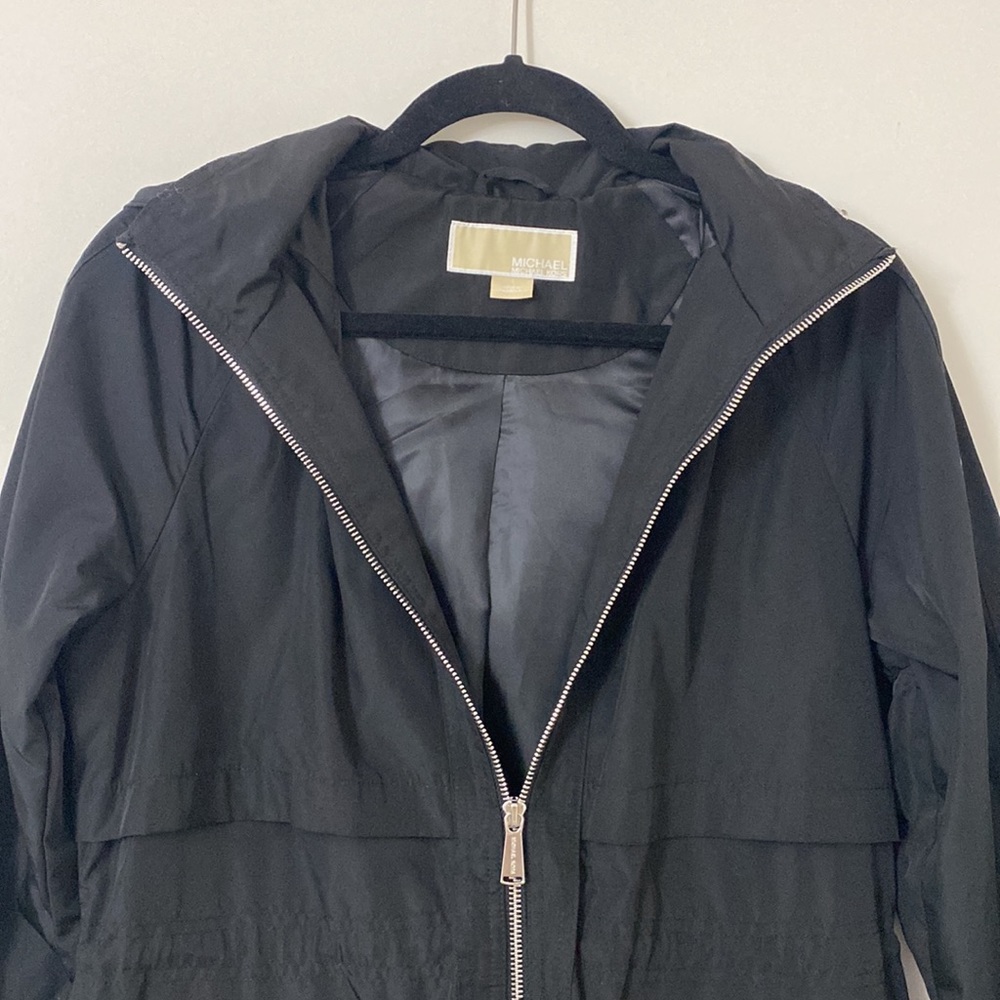 Michael Kors Black Anorak Zip Front Rain Jacket - Picture 3 of 16